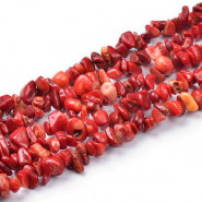 Chips stone Perlen ± 5x8mm Red coral - Siam red